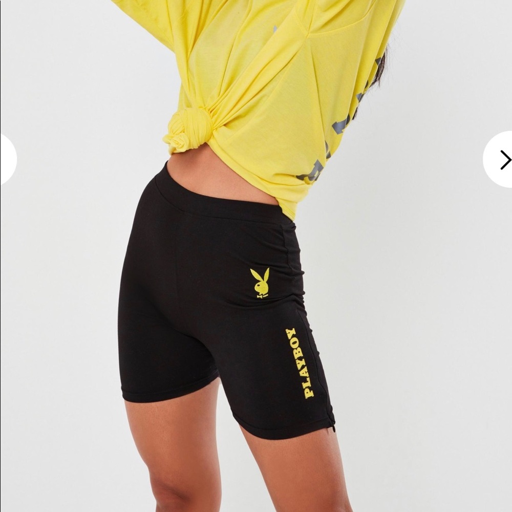 🔄 Playboy Black Cycling Shorts - Picture 1 of 5